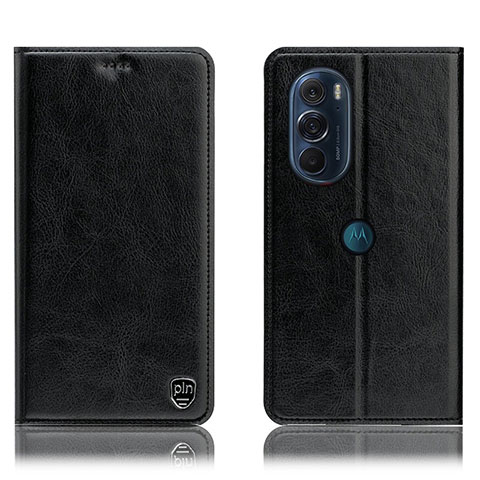 Funda de Cuero Cartera con Soporte Carcasa H04P para Motorola Moto Edge 30 Pro 5G Negro