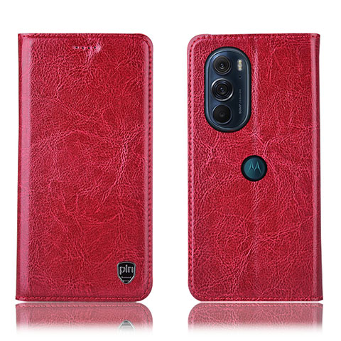 Funda de Cuero Cartera con Soporte Carcasa H04P para Motorola Moto Edge 30 Pro 5G Rojo