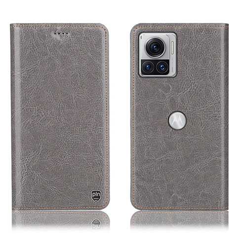 Funda de Cuero Cartera con Soporte Carcasa H04P para Motorola Moto Edge 30 Ultra 5G Gris