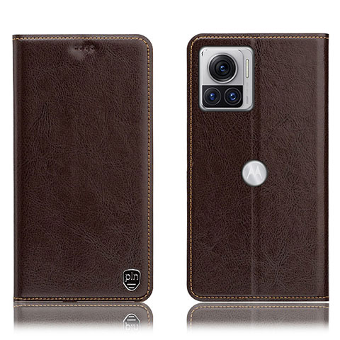 Funda de Cuero Cartera con Soporte Carcasa H04P para Motorola Moto Edge 30 Ultra 5G Marron