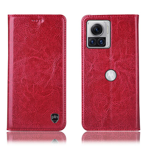 Funda de Cuero Cartera con Soporte Carcasa H04P para Motorola Moto Edge 30 Ultra 5G Rojo