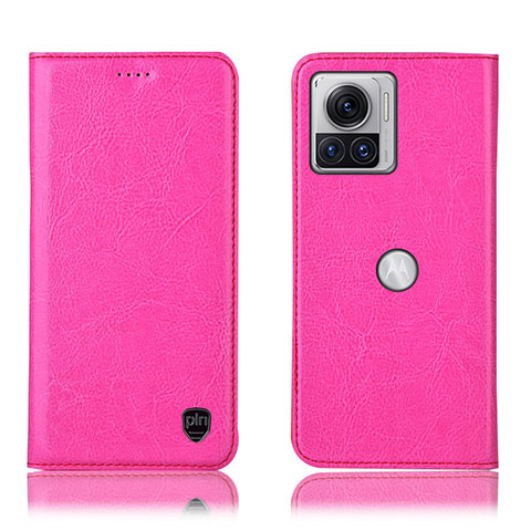 Funda de Cuero Cartera con Soporte Carcasa H04P para Motorola Moto Edge 30 Ultra 5G Rosa Roja