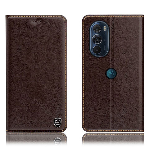 Funda de Cuero Cartera con Soporte Carcasa H04P para Motorola Moto Edge Plus (2022) 5G Marron