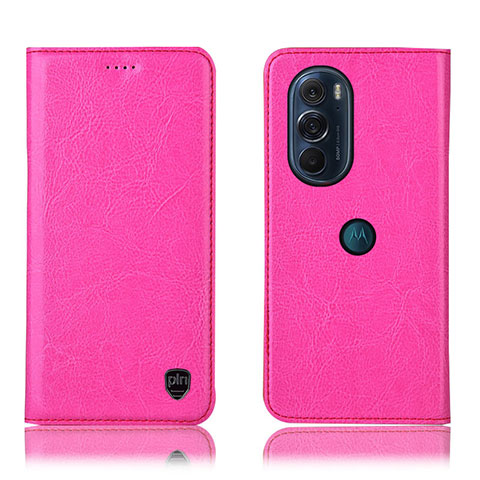 Funda de Cuero Cartera con Soporte Carcasa H04P para Motorola Moto Edge Plus (2022) 5G Rosa Roja