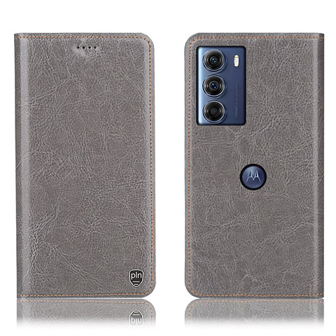 Funda de Cuero Cartera con Soporte Carcasa H04P para Motorola Moto Edge S30 5G Gris