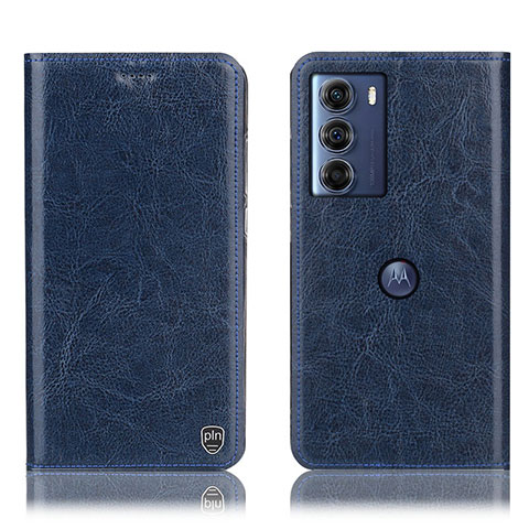 Funda de Cuero Cartera con Soporte Carcasa H04P para Motorola Moto G200 5G Azul