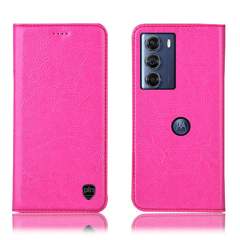 Funda de Cuero Cartera con Soporte Carcasa H04P para Motorola Moto G200 5G Rosa Roja