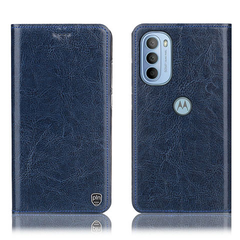 Funda de Cuero Cartera con Soporte Carcasa H04P para Motorola Moto G31 Azul