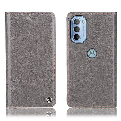 Funda de Cuero Cartera con Soporte Carcasa H04P para Motorola Moto G31 Gris