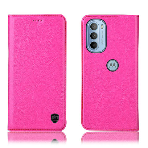 Funda de Cuero Cartera con Soporte Carcasa H04P para Motorola Moto G41 Rosa Roja