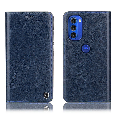 Funda de Cuero Cartera con Soporte Carcasa H04P para Motorola Moto G51 5G Azul