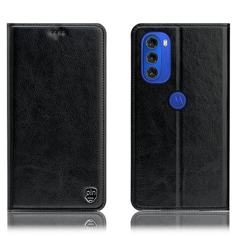 Funda de Cuero Cartera con Soporte Carcasa H04P para Motorola Moto G51 5G Negro