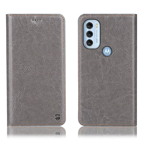 Funda de Cuero Cartera con Soporte Carcasa H04P para Motorola Moto G71 5G Gris