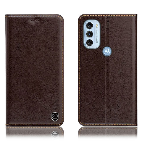 Funda de Cuero Cartera con Soporte Carcasa H04P para Motorola Moto G71 5G Marron