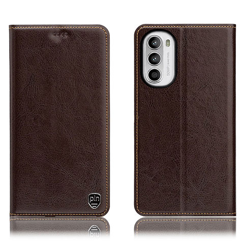 Funda de Cuero Cartera con Soporte Carcasa H04P para Motorola Moto G71s 5G Marron