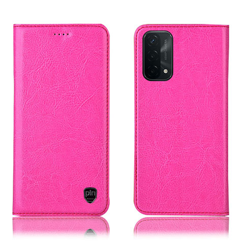 Funda de Cuero Cartera con Soporte Carcasa H04P para Oppo A54 5G Rosa Roja