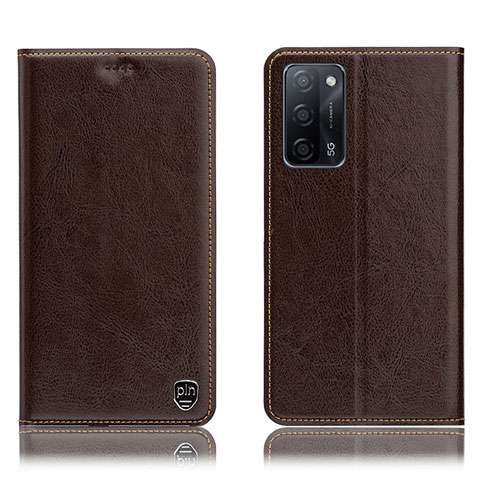 Funda de Cuero Cartera con Soporte Carcasa H04P para Oppo A55 5G Marron