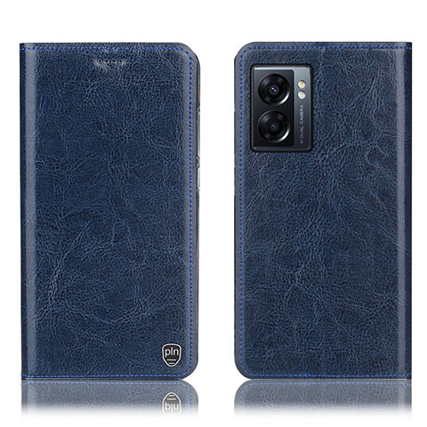 Funda de Cuero Cartera con Soporte Carcasa H04P para Oppo A56S 5G Azul