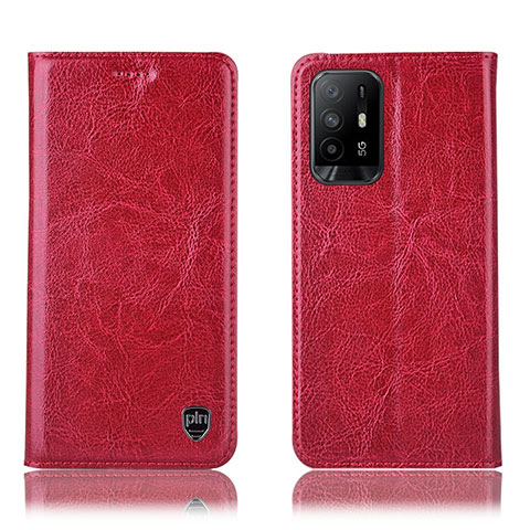 Funda de Cuero Cartera con Soporte Carcasa H04P para Oppo A94 5G Rojo