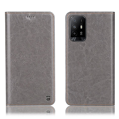 Funda de Cuero Cartera con Soporte Carcasa H04P para Oppo A95 5G Gris