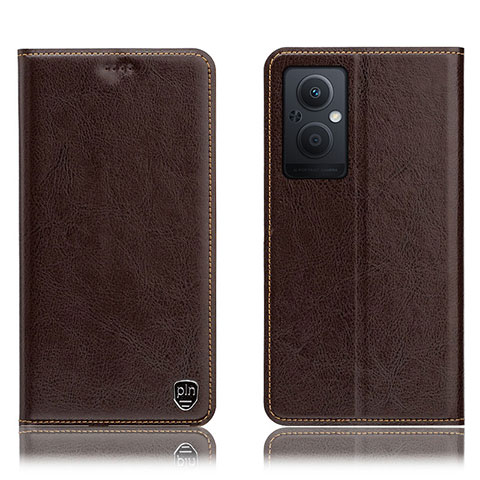 Funda de Cuero Cartera con Soporte Carcasa H04P para Oppo F21 Pro 5G Marron