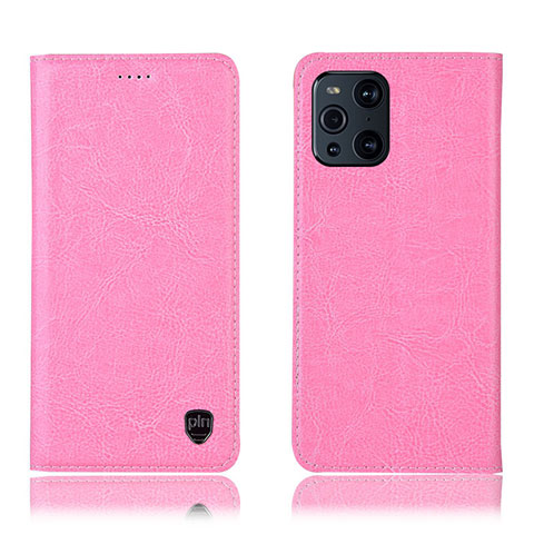 Funda de Cuero Cartera con Soporte Carcasa H04P para Oppo Find X3 Pro 5G Rosa