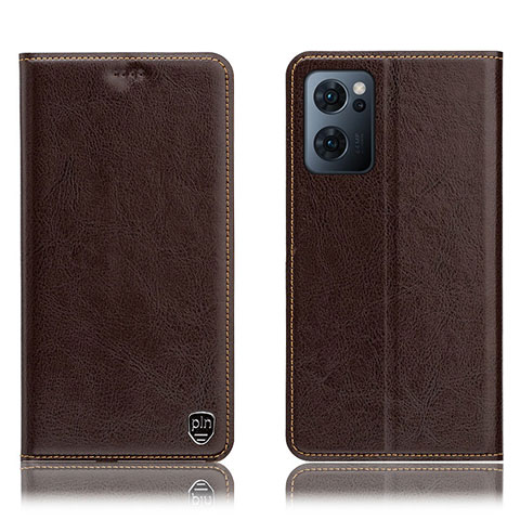 Funda de Cuero Cartera con Soporte Carcasa H04P para Oppo Find X5 Lite 5G Marron