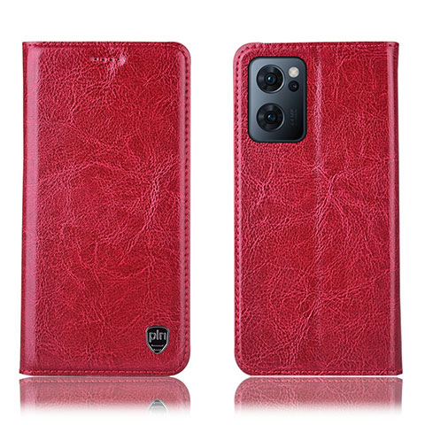 Funda de Cuero Cartera con Soporte Carcasa H04P para Oppo Find X5 Lite 5G Rojo