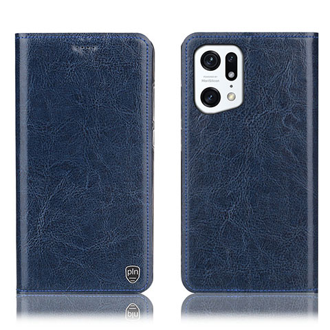 Funda de Cuero Cartera con Soporte Carcasa H04P para Oppo Find X5 Pro 5G Azul