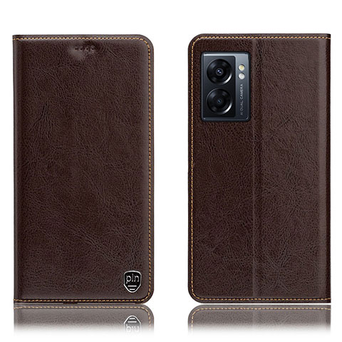 Funda de Cuero Cartera con Soporte Carcasa H04P para Oppo K10 5G India Marron