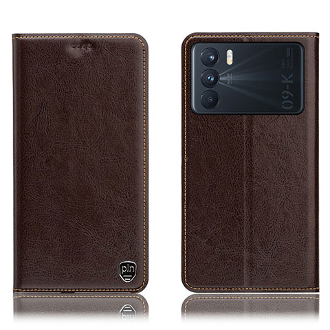 Funda de Cuero Cartera con Soporte Carcasa H04P para Oppo K9 Pro 5G Marron