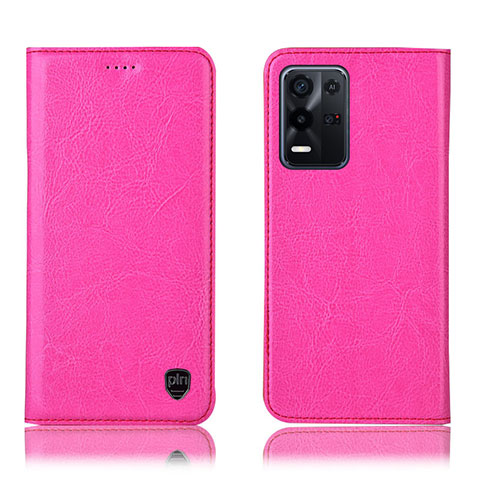 Funda de Cuero Cartera con Soporte Carcasa H04P para Oppo K9X 5G Rosa Roja