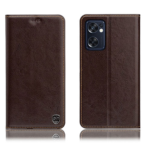 Funda de Cuero Cartera con Soporte Carcasa H04P para Oppo Reno7 SE 5G Marron