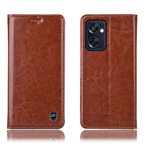 Funda de Cuero Cartera con Soporte Carcasa H04P para Oppo Reno7 SE 5G Marron Claro