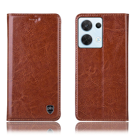 Funda de Cuero Cartera con Soporte Carcasa H04P para Oppo Reno9 Pro 5G Marron Claro