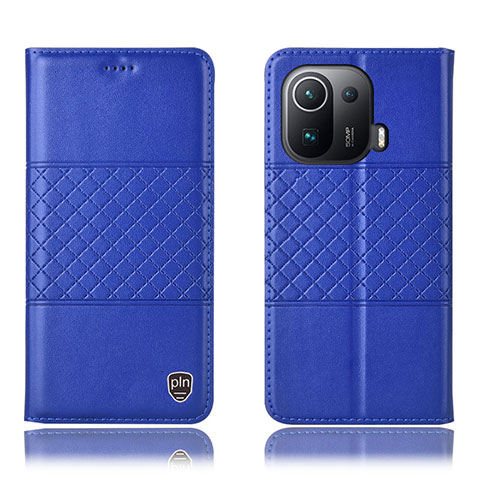 Funda de Cuero Cartera con Soporte Carcasa H04P para Xiaomi Mi 11 Pro 5G Azul