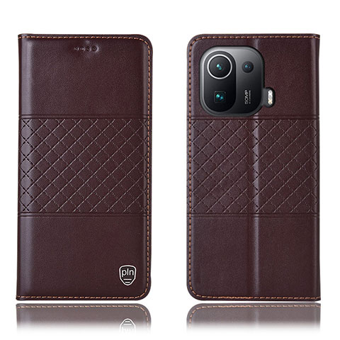 Funda de Cuero Cartera con Soporte Carcasa H04P para Xiaomi Mi 11 Pro 5G Marron