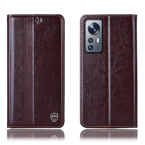 Funda de Cuero Cartera con Soporte Carcasa H04P para Xiaomi Mi 12 Pro 5G Marron