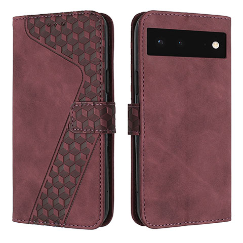 Funda de Cuero Cartera con Soporte Carcasa H04X para Google Pixel 6 5G Rojo