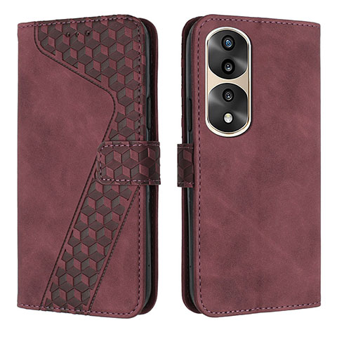 Funda de Cuero Cartera con Soporte Carcasa H04X para Huawei Honor 70 Pro 5G Rojo