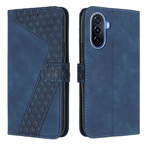 Funda de Cuero Cartera con Soporte Carcasa H04X para Huawei Nova Y70 Azul