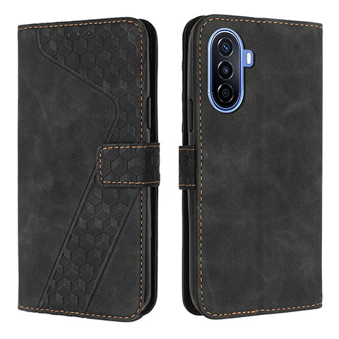 Funda de Cuero Cartera con Soporte Carcasa H04X para Huawei Nova Y70 Negro