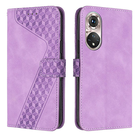 Funda de Cuero Cartera con Soporte Carcasa H04X para Huawei P50 Morado