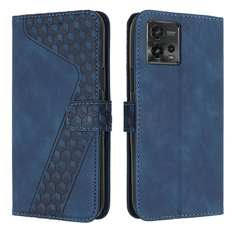 Funda de Cuero Cartera con Soporte Carcasa H04X para Motorola Moto G72 Azul