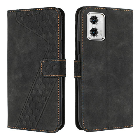 Funda de Cuero Cartera con Soporte Carcasa H04X para Motorola Moto G73 5G Negro