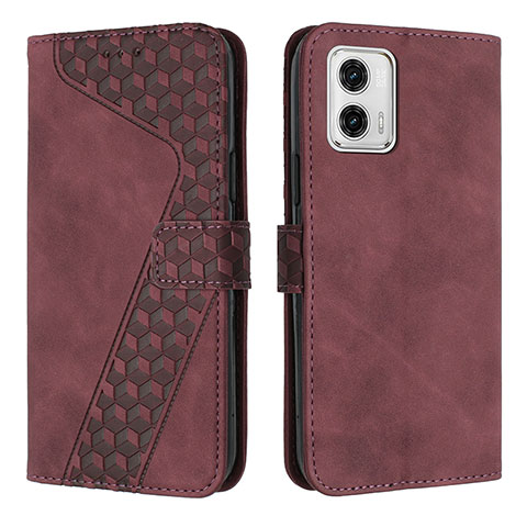 Funda de Cuero Cartera con Soporte Carcasa H04X para Motorola Moto G73 5G Rojo