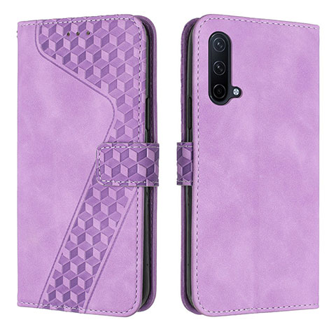 Funda de Cuero Cartera con Soporte Carcasa H04X para OnePlus Nord CE 5G Morado