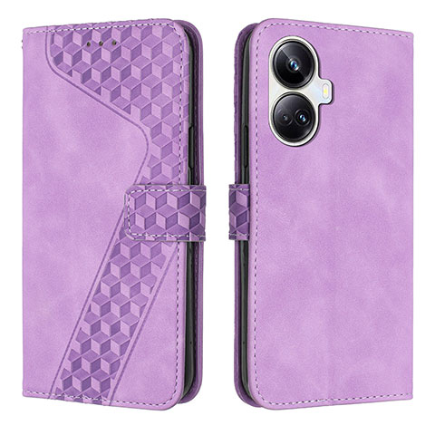 Funda de Cuero Cartera con Soporte Carcasa H04X para Realme 10 Pro+ Plus 5G Morado