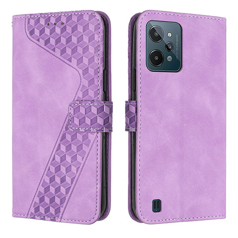 Funda de Cuero Cartera con Soporte Carcasa H04X para Realme C31 Morado