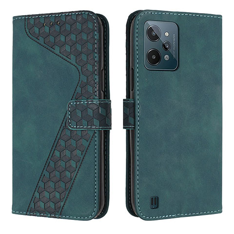 Funda de Cuero Cartera con Soporte Carcasa H04X para Realme C31 Verde